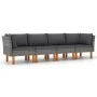 4-seater garden sofa with grey synthetic rattan cushions by vidaXL, Garden sets - Ref: Foro24-3059708, Price: 296,41 €, Disco...