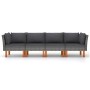 4-seater garden sofa with grey synthetic rattan cushions by vidaXL, Garden sets - Ref: Foro24-3059708, Price: 245,21 €, Disco...