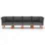 4-seater garden sofa with grey synthetic rattan cushions by vidaXL, Garden sets - Ref: Foro24-3059708, Price: 296,41 €, Disco...