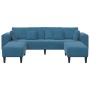 Sofá de terciopelo con cojín 3 pcs Azul 208 cm Terciopelo