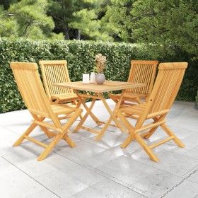 Garden dining set 5 pieces solid teak wood by vidaXL, Garden sets - Ref: Foro24-3059583, Price: 326,40 €, Discount: %