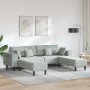 Sofá de terciopelo con cojín 3 pcs Gris Claro 208 cm Terciopelo