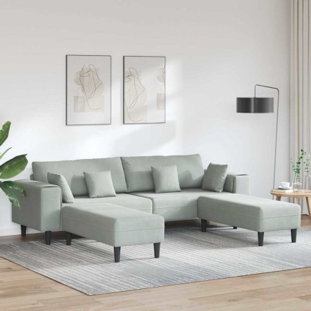 Sofá de terciopelo con cojín 3 pcs Gris Claro 208 cm Terciopelo