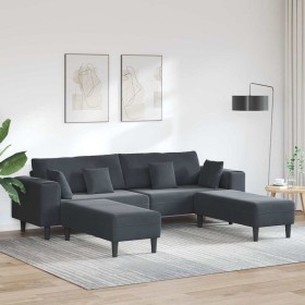 Sofá de terciopelo 3 pcs Gris oscuro 208 cm Terciopelo