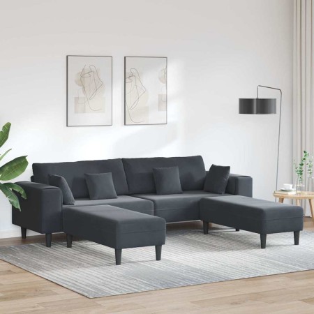Sofá de terciopelo 3 pcs Gris oscuro 208 cm Terciopelo
