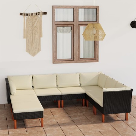 8-teiliges Gartenmöbel-Set synthetische Rattankissen schwarz von vidaXL, Gartensets - Ref: Foro24-3059741, Preis: 527,21 €, R...