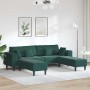 Sofá de terciopelo 3 pcs Verde oscuro 208 cm Terciopelo