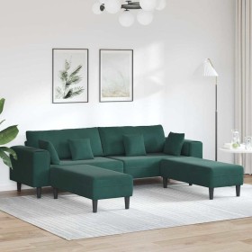Sofá de terciopelo 3 pcs Verde oscuro 208 cm Terciopelo