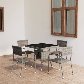 5-Piece Gray Synthetic Rattan Garden Dining Set by vidaXL, Garden sets - Ref: Foro24-3059443, Price: 174,11 €, Discount: %