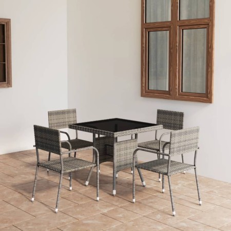5-Piece Gray Synthetic Rattan Garden Dining Set by vidaXL, Garden sets - Ref: Foro24-3059443, Price: 174,11 €, Discount: %