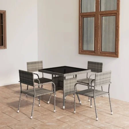 5-Piece Gray Synthetic Rattan Garden Dining Set by vidaXL, Garden sets - Ref: Foro24-3059443, Price: 167,48 €, Discount: %