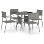 5-Piece Gray Synthetic Rattan Garden Dining Set by vidaXL, Garden sets - Ref: Foro24-3059443, Price: 174,11 €, Discount: %