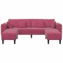 Sofá de terciopelo con cojín 3 pcs Rojo vino 208 cm Terciopelo
