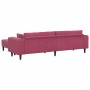 Sofá de terciopelo con cojín 3 pcs Rojo vino 208 cm Terciopelo