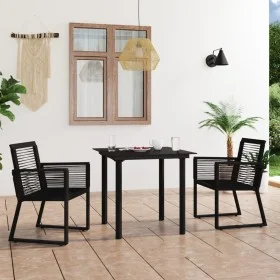 Garden dining set 3 pieces black PVC rattan by vidaXL, Garden sets - Ref: Foro24-3058283, Price: 301,36 €, Discount: %