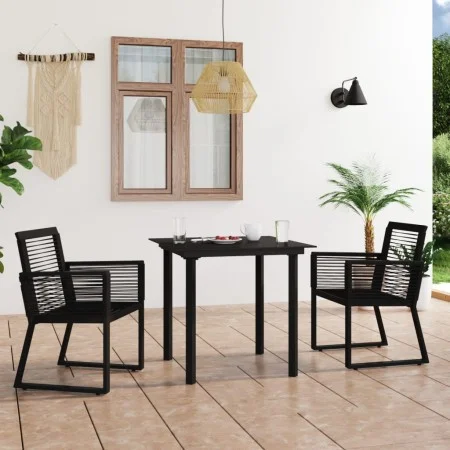 Garten-Essgruppe 3-teilig aus schwarzem PVC-Rattan von vidaXL, Gartensets - Ref: Foro24-3058283, Preis: 306,80 €, Rabatt: %