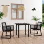 Garten-Essgruppe 3-teilig aus schwarzem PVC-Rattan von vidaXL, Gartensets - Ref: Foro24-3058283, Preis: 306,18 €, Rabatt: %