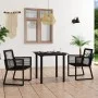 Garten-Essgruppe 3-teilig aus schwarzem PVC-Rattan von vidaXL, Gartensets - Ref: Foro24-3058283, Preis: 306,80 €, Rabatt: %