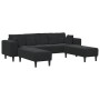 Sofá de terciopelo con cojín 3 pcs Negro 208 cm Terciopelo
