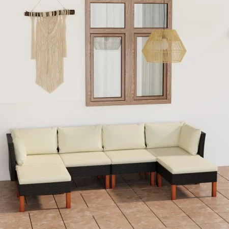Garden furniture set 6 pieces and black synthetic rattan cushions by vidaXL, Garden sets - Ref: Foro24-3059736, Price: 381,82...