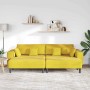 Sofá de terciopelo con cojín 3 pcs Amarillo 208 cm Terciopelo