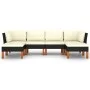 Set de muebles de jardín 6 pzas y cojines ratán sintético negro de vidaXL, Conjuntos de jardín - Ref: Foro24-3059736, Precio:...