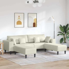 Sofá de terciopelo con cojín 3 pcs Crema 208 cm Terciopelo