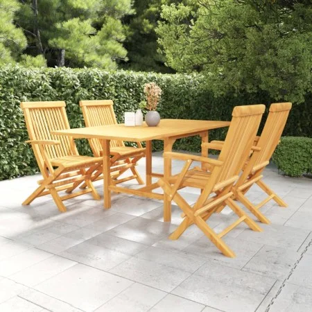 Juego de comedor para jardín 5 piezas madera maciza teca de vidaXL, Conjuntos de jardín - Ref: Foro24-3059595, Precio: 509,59...
