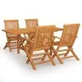 Juego de comedor para jardín 5 piezas madera maciza teca de vidaXL, Conjuntos de jardín - Ref: Foro24-3059595, Precio: 509,59...