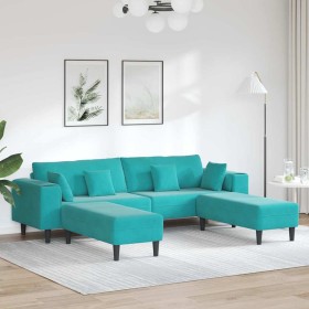Sofá de terciopelo con cojín 3 pcs Tuquesa 208 cm Terciopelo