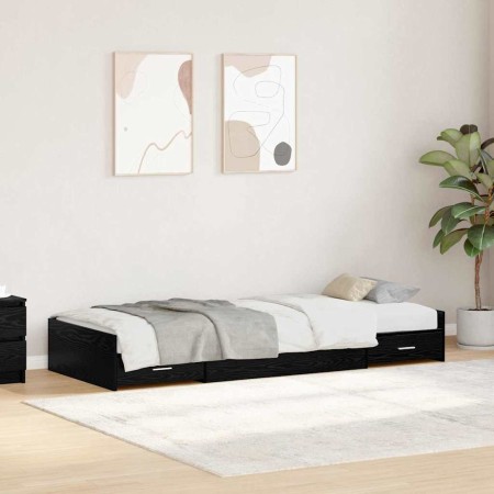Cama con almacenamiento Roble Negro 100 x 200 cm Madera