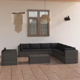 Gartenmöbelset 9-teilig aus synthetischem Rattan und grauen Kissen von vidaXL, Gartensets - Ref: Foro24-3059488, Preis: 974,0...