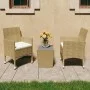 Garden table and chairs 3 pieces PE rattan and beige tempered glass by vidaXL, Garden sets - Ref: Foro24-3058360, Price: 173,...