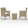 Gartentisch und Stühle, 3-teilig, PE-Rattan und beiges gehärtetes Glas von vidaXL, Gartensets - Ref: Foro24-3058360, Preis: 1...