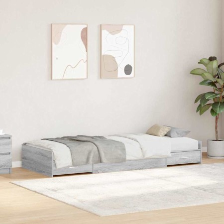Cama con almacenamiento Gris Sonoma 100 x 200 cm Madera