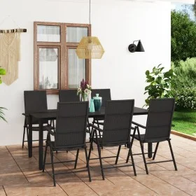 Garden dining set 7 pieces black by vidaXL, Garden sets - Ref: Foro24-3060050, Price: 570,45 €, Discount: %