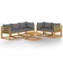 6-piece garden furniture set with solid acacia wood cushions by vidaXL, Garden sets - Ref: Foro24-3057610, Price: 533,97 €, D...