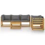 6-piece garden furniture set with solid acacia wood cushions by vidaXL, Garden sets - Ref: Foro24-3057610, Price: 556,01 €, D...
