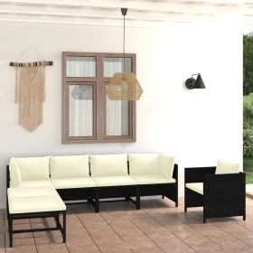 7-teiliges Gartenmöbel-Set und schwarze synthetische Rattankissen von vidaXL, Gartensets - Ref: Foro24-3059785, Preis: 375,12...