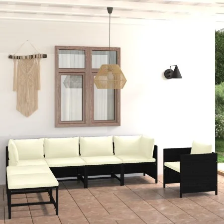 7-piece garden furniture set and black synthetic rattan cushions by vidaXL, Garden sets - Ref: Foro24-3059785, Price: 375,12 ...