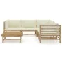 Garden furniture set 6 pieces bamboo and cream white cushions by vidaXL, Garden sets - Ref: Foro24-3058213, Price: 653,55 €, ...