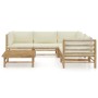 Gartenmöbel-Set 6-teilig aus Bambus und cremeweißen Kissen von vidaXL, Gartensets - Ref: Foro24-3058213, Preis: 654,38 €, Rab...