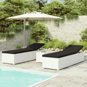Garden loungers and table 3 pieces white synthetic rattan by vidaXL, Loungers - Ref: Foro24-3057664, Price: 323,12 €, Discoun...