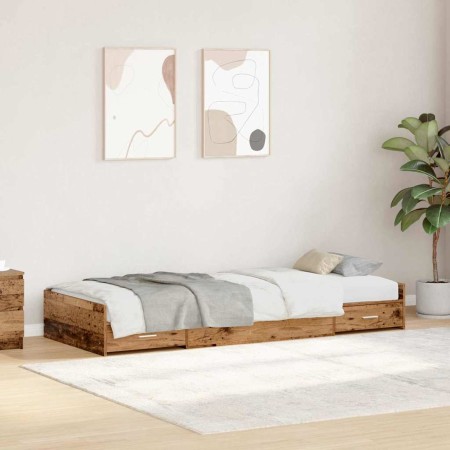 Cama con almacenamiento Madera Vieja 90 x 200 cm Madera