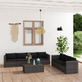 8-teiliges Gartensofa-Set und graue synthetische Rattankissen von vidaXL, Gartensets - Ref: Foro24-3059494, Preis: 868,26 €, ...