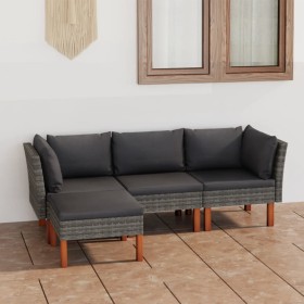 4-teiliges Gartenmöbel-Set und graue synthetische Rattankissen von vidaXL, Gartensets - Ref: Foro24-3059727, Preis: 308,47 €,...