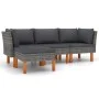 4-piece garden furniture set and gray synthetic rattan cushions by vidaXL, Garden sets - Ref: Foro24-3059727, Price: 303,40 €...