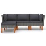 Set de muebles de jardín 4 pzas y cojines ratán sintético gris