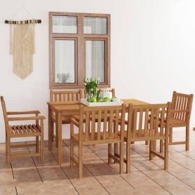 Conjunto de comedor de jardín 7 piezas madera maciza de teca