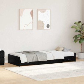 Cama con almacenamiento Roble Negro 80 x 200 cm Madera